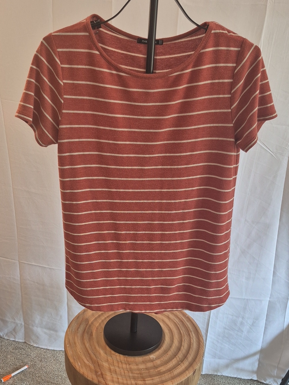 Pink Clover Rust and White Striped Short-Sleeve Tee